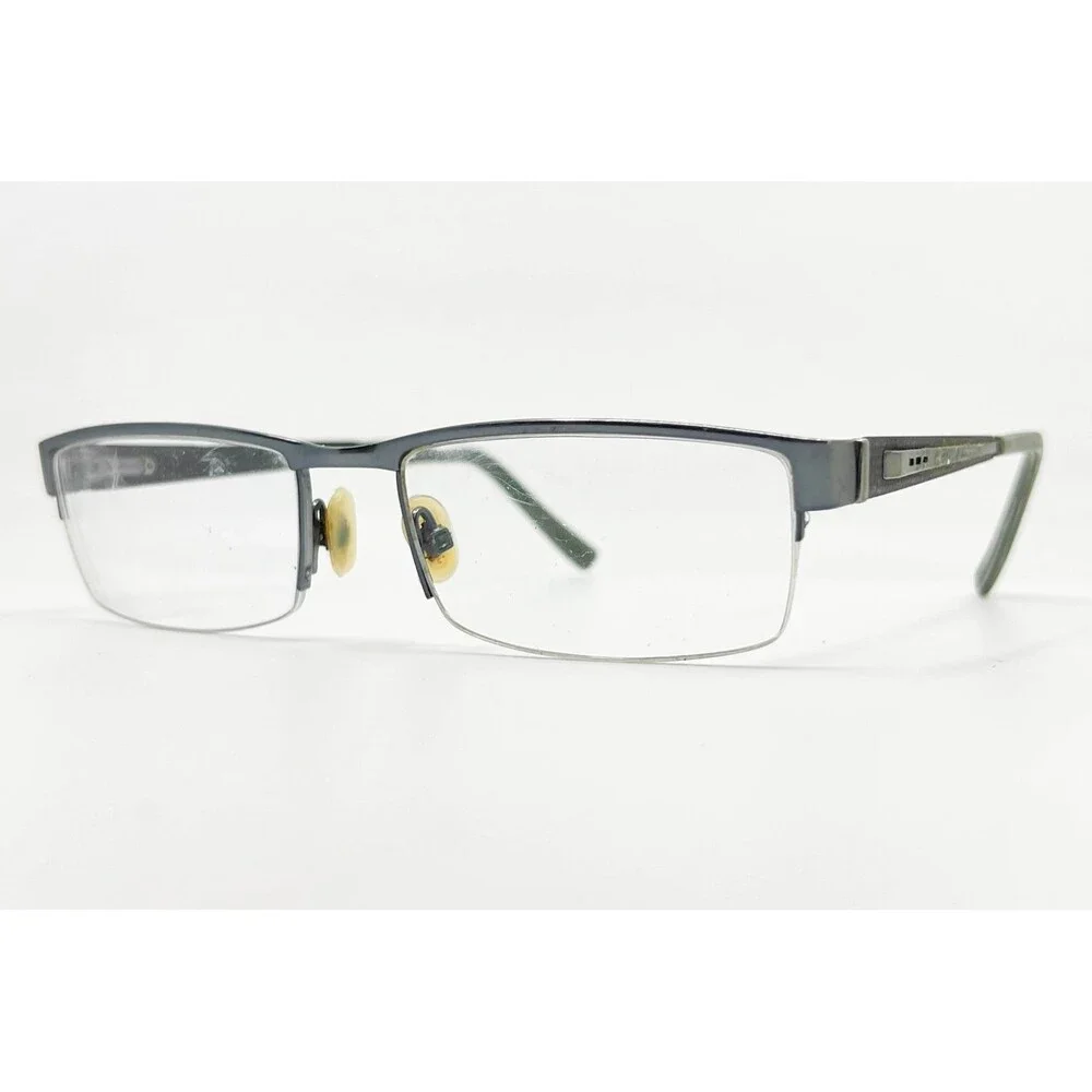 Tura Eyeglasses Mens Blue Semi-Rimless Rectangular Frames 54-18-140